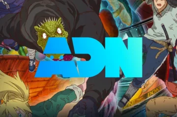 Logo ADN na tle kolażu scen z różnych anime