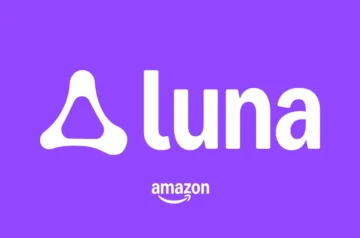 Fioletowe tło z logo Amazon Luna oraz napisem Amazon