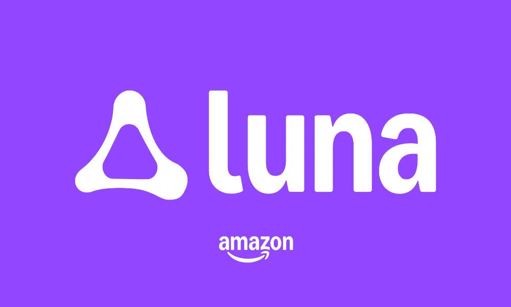 Fioletowe tło z logo Amazon Luna oraz napisem Amazon