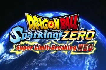Logo gry Dragon Ball Sparking! ZERO z podtytułem Super Limit-Breaking NEO na tle błękitnej planety Ziemia widocznej z kosmosu.