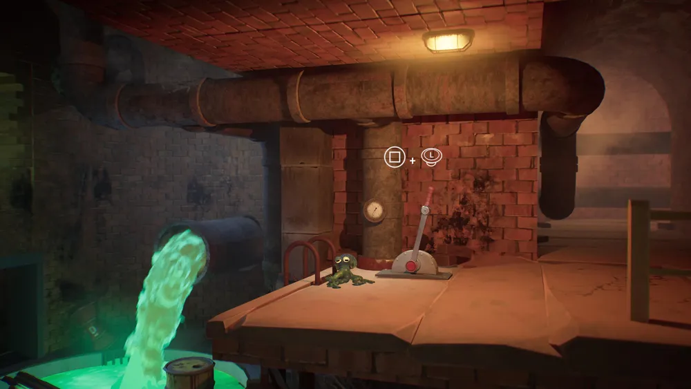 Darwin w podziemnej lokacji z dźwignią