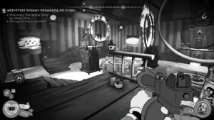 Wnętrze cyrkowej lokacji w Mouse P.I. For Hire podczas misji ‘Wszystkie sprawy prowadzą do cyrku’, z widocznymi portalami i elementami platformowymi.