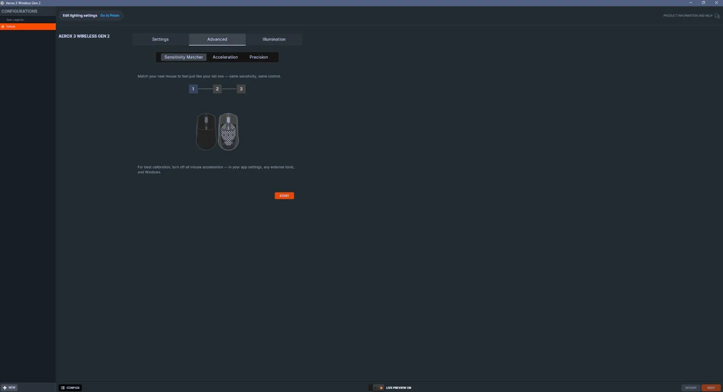 panel ustawień SteelSeries GG