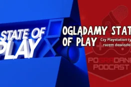 grafika promocyjna dedykowana podcastowi serwisu Pogradane. Na nowoczesnym, ciemnym tle z wyrazistymi, neonowymi akcentami (w odcieniach fioletu i błękitu) umieszczono duży, centralny napis „PODCAST”. Kompozycję dopełniają ikoniczne elementy jednoznacznie kojarzone z kulturą gamingową oraz nagraniami audio, takie jak stylizowany mikrofon studyjny, kontroler do gier oraz oficjalne logo portalu.