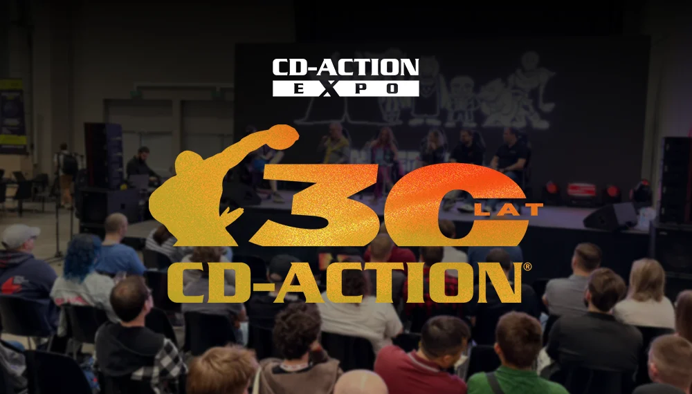 Grafika pod wrażenia z CD-Action EXPO 2026 wraz z logiem i ludźmi w tle