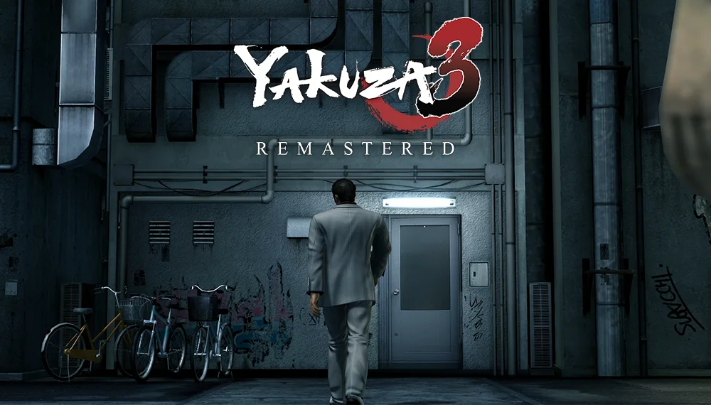 Screen z gry Yakuza 3 Remastered z logo u góry