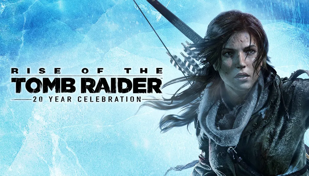 Grafika główna Rise of the Tomb Raiderz logiem i Larą