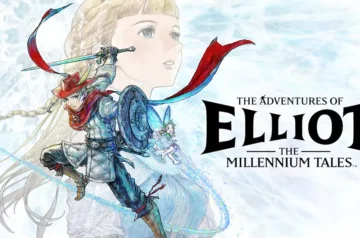Grafika z gry The Adventures of Elliot: The Millennium Tales z postaciami i logiem.