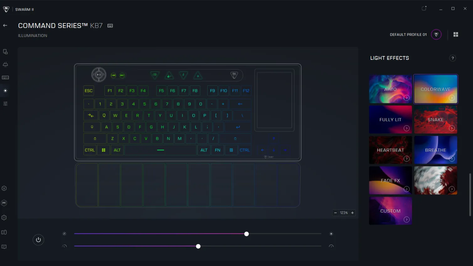 Turtle Beach Command Series KB7 - Swarm II - Opcje podświetlenia