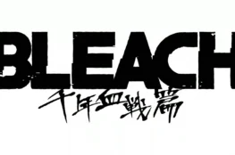 Czarne logo anime Bleach: Thousand-Year Blood War z japońskimi znakami kanji na białym tle.