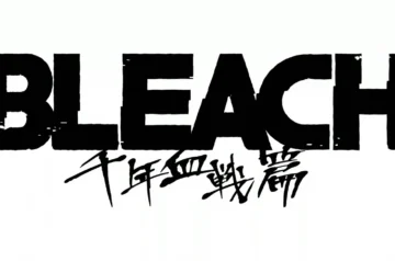 Czarne logo anime Bleach: Thousand-Year Blood War z japońskimi znakami kanji na białym tle.