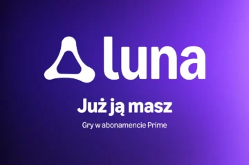 Logo Amazon Luna na fioletowym tle z napisem „Już ją masz. Gry w abonamencie Prime”.