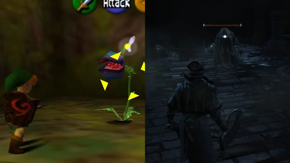 Porównanie systemu Z targeting w grze Ocaryna of Time i Bloodborne