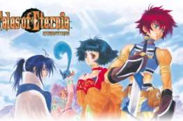 Okładka gry Tales of Eternia Remastered z wizerunkami postaci i logiem