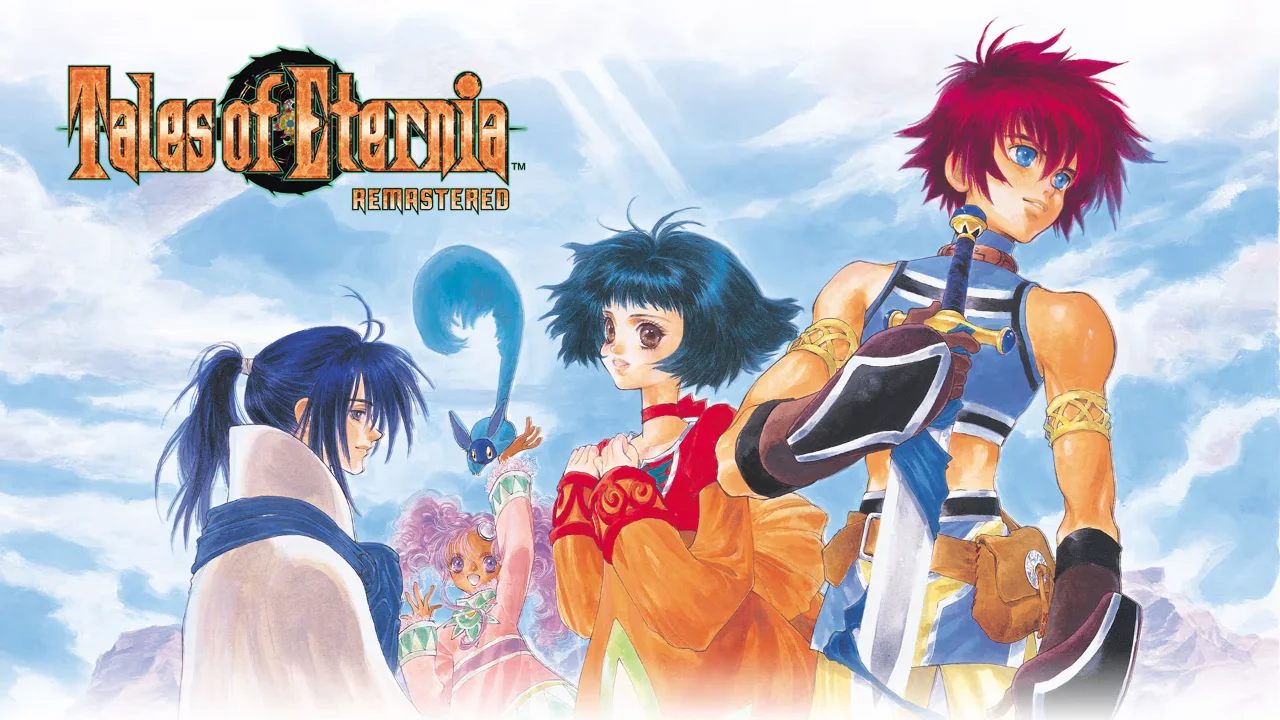 Okładka gry Tales of Eternia Remastered z wizerunkami postaci i logiem